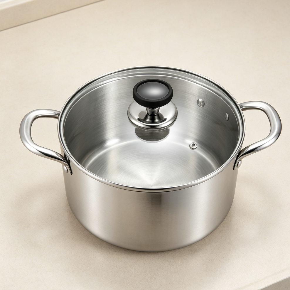 6.5 Quart Tri-Ply Stainless Steel Stock Pot Double Handle